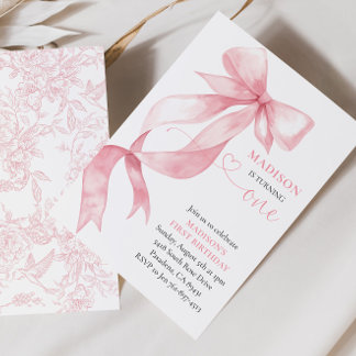 Pink Coquette Bow Geburtstagsparty Einladung