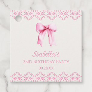 Pink Coquette Bow Geburtstagsparty Geschenkanhänger