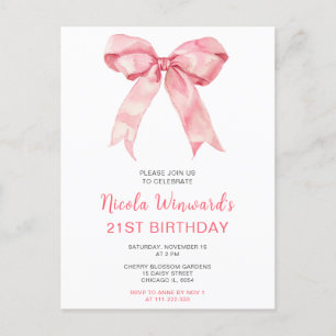 Pink Coquette Bow Geburtstagsparty Postkarte