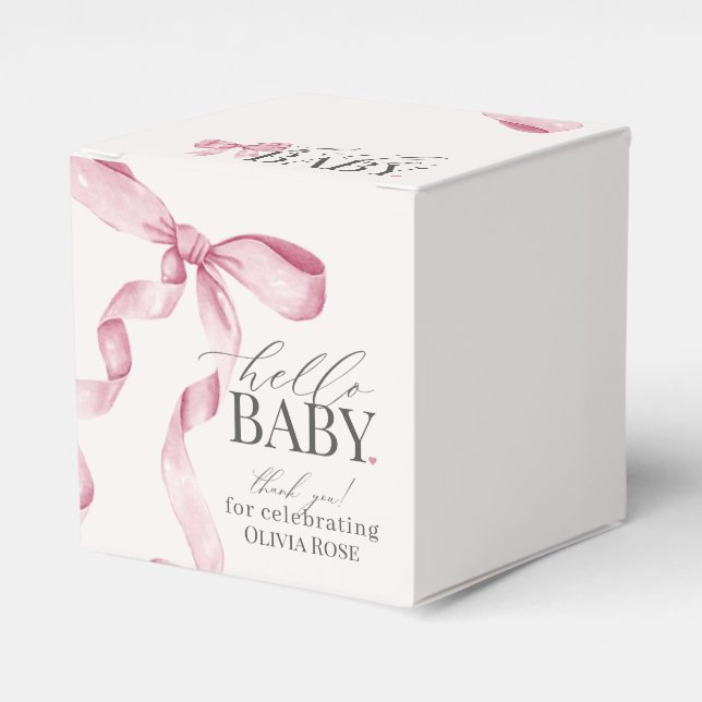 Pink Coquette Bow Girl Babydusche Geschenk Geschenkschachtel (Vorderseite)
