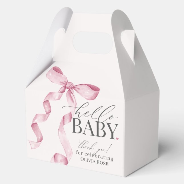 Pink Coquette Bow Girl Babydusche Geschenk Geschenkschachtel (Vorderseite)
