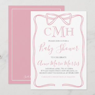 Pink Coquette Bow Girl Babydusche machen FARBE Einladung