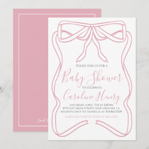 Pink Coquette Bow Girl Babydusche machen FARBE Einladung