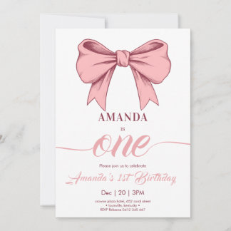 Pink Coquette Bow Girl Geburtstag Einladung