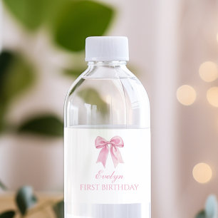 Pink Coquette Bow Girl Geburtstag Wasserflaschenetikett