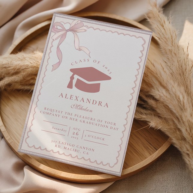 Pink Coquette Bow Graduation Einladung (Von Creator hochgeladen)