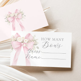 Pink Coquette Bow How Many Bows Baby shower game Begleitkarte