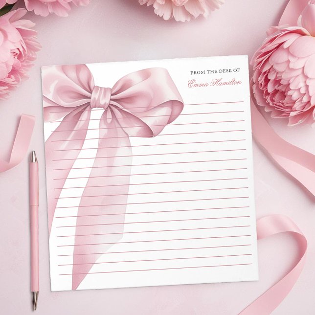 Pink Coquette Bow Notepad - Elegantes, pastellfarb Notizblock (Feminine Notepad)