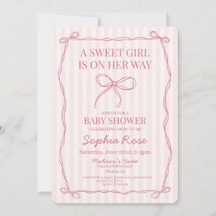 Pink Coquette Bow Pastel Baby Dusche Einladung