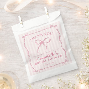 Pink Coquette Bow Pastel Brautparty Dessert Geschenktütchen