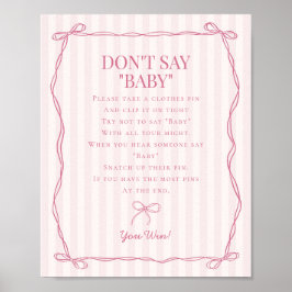 Pink Coquette Bow Pastel Dont Say Baby Showspiel Poster
