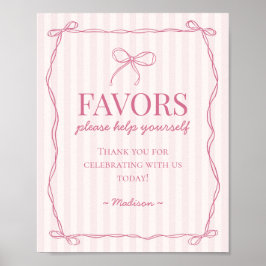 Pink Coquette Bow Pastel Favoriten Zeichen Poster