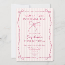 Pink Coquette Bow Pastel Geburtstagsparty Einladung
