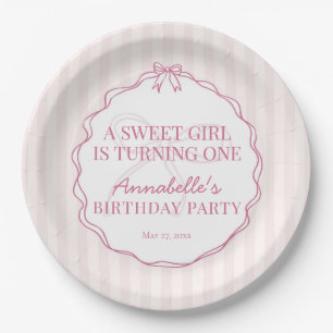 Pink Coquette Bow Pastel Geburtstagsparty Pappteller