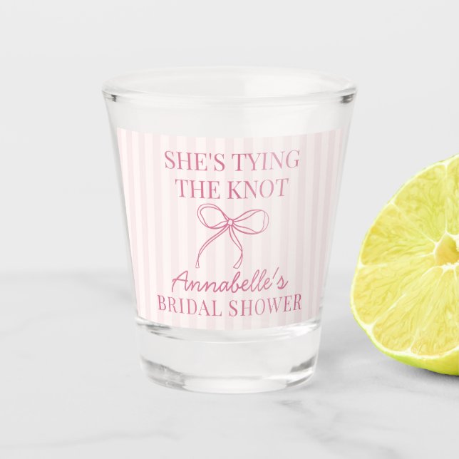 Pink Coquette Bow Pastel Knot Brautparty Gefallen Schnapsglas (Vorderseite)