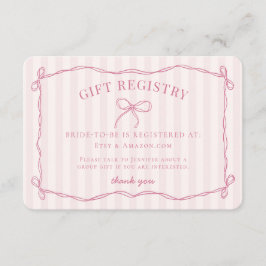 Pink Coquette Bow Pastell Brautparty Registrierung Begleitkarte
