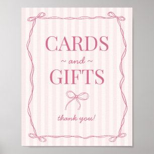 Pink Coquette Bow Pastellkarten und Geschenke Unte Poster