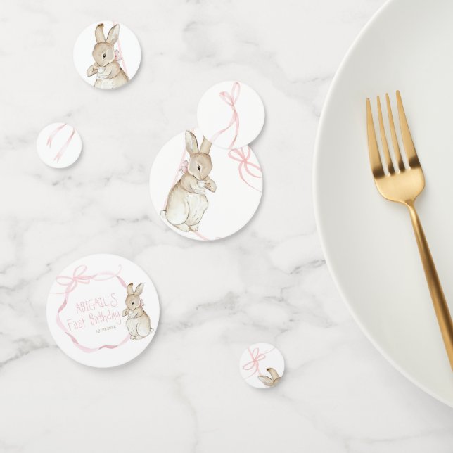 Pink Coquette Bow Peter das Kaninchen 1. Geburtsta Konfetti (Gruppe)