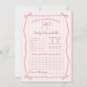 Pink Coquette Bow Ratschlag für die Babyduschkarte Einladung