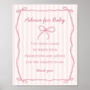 Pink Coquette Bow Ratschläge für Baby Showgame Poster