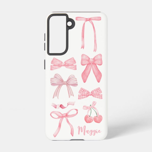 Pink Coquette Bow Trendy Feminine Girl Ästhetik Samsung Galaxy Hülle (Rückseite)