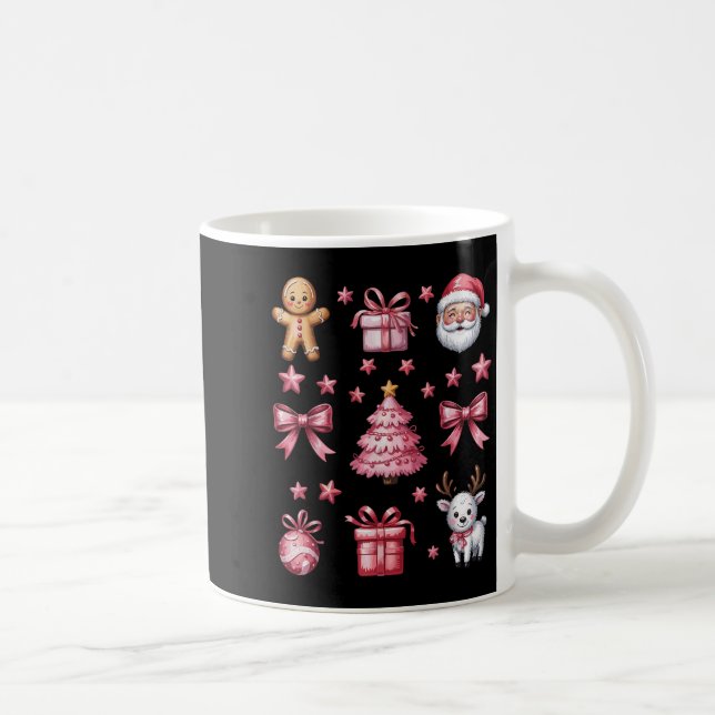 Pink Coquette Bow Weihnachtsbaum Gingerbread Reind Kaffeetasse (Rechts)