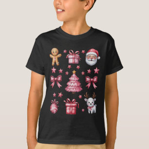 Pink Coquette Bow Weihnachtsbaum Gingerbread Reind T-Shirt
