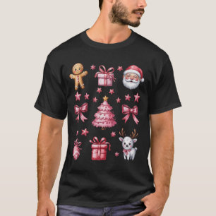 Pink Coquette Bow Weihnachtsbaum Gingerbread Reind T-Shirt