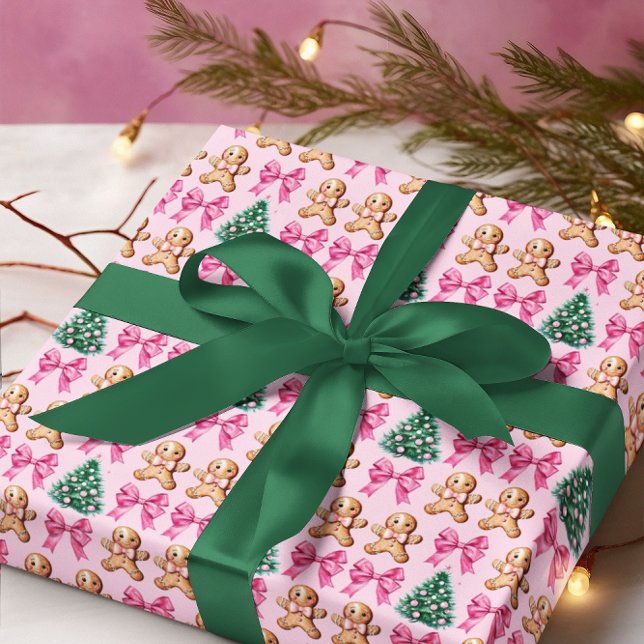 Pink Coquette Bows and Gingerbrew Geschenkpapier (Von Creator hochgeladen)
