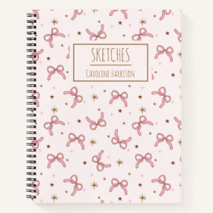 Pink Coquette Bows Personalisiert Name Sketchbook Notizbuch
