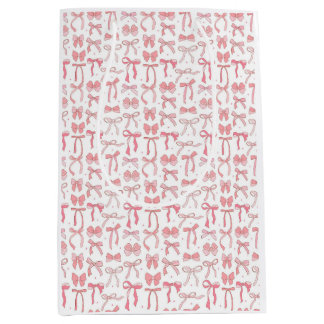 Pink Coquette Bows Wrapping Paper  Mittlere Geschenktüte