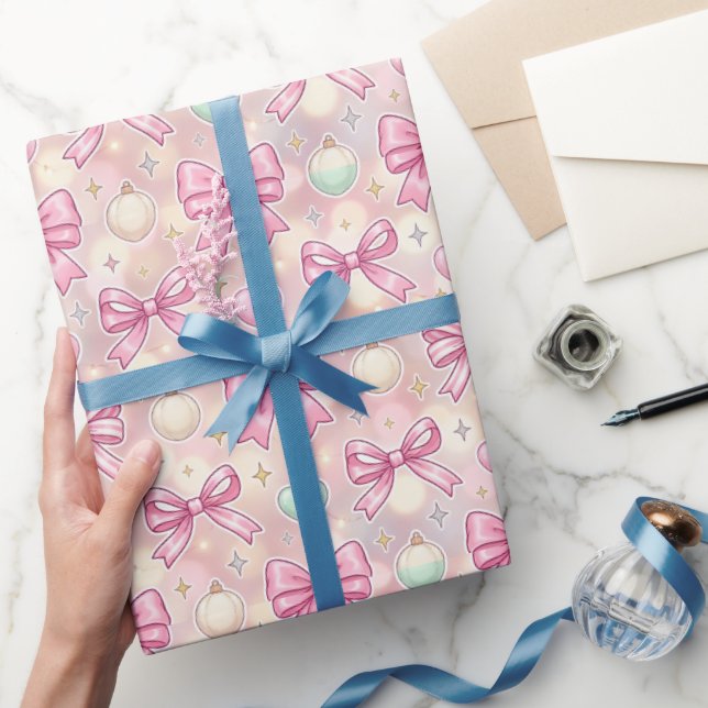 Pink Coquette Candy Cane Geschenkpapier (Schenken)