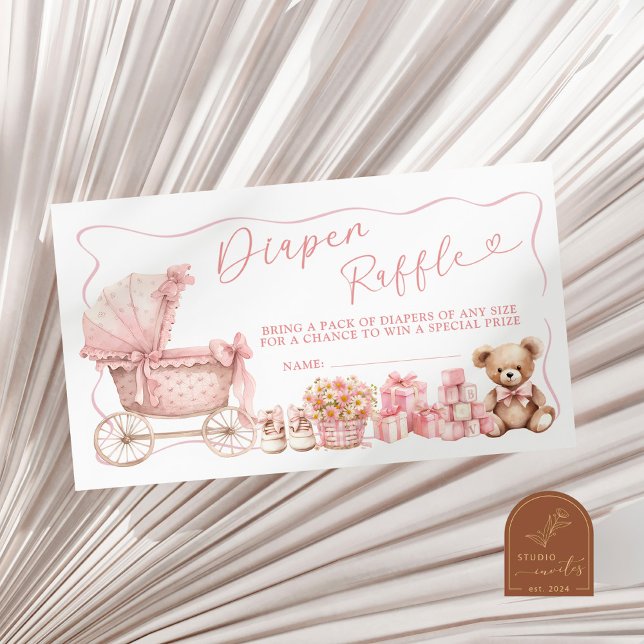 Pink Coquette Carriage Baby Shower Diaper Raffle E Begleitkarte (Von Creator hochgeladen)