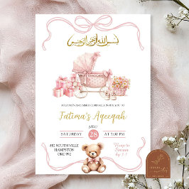 Pink Coquette Carriage Islamic Girl Baby Shooter Einladung