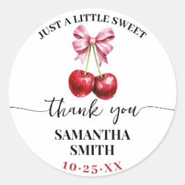 Pink Coquette Cherry Baby Dusche Gastgeschenk Runder Aufkleber
