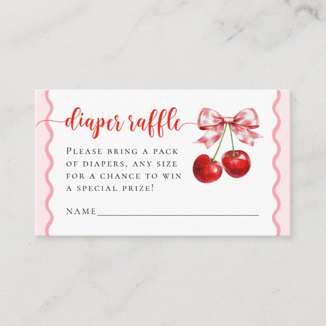 Pink Coquette Cherry Baby Dusche Windelwanne Begleitkarte (Vorderseite)