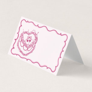 Pink Coquette Cherry Cake Bachelorette Platzkarte