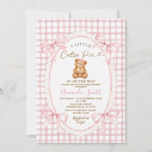 Pink Coquette Cutie Pie Bär Baby Shower Einladung