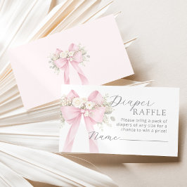 Pink Coquette Floral Bow Diaper raffle ticket  Begleitkarte