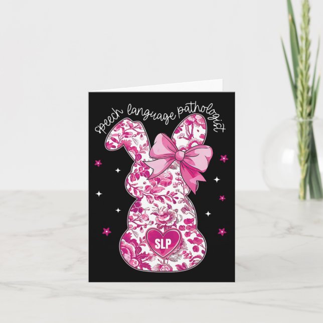 Pink Coquette Floral Bunny Slp Sprache Pat Karte (Vorderseite)