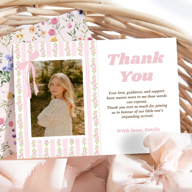 Pink Coquette Floral Graduation Thank You Card Dankeskarte (Von Creator hochgeladen)