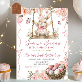 Pink Coquette Girl Easter Bunny Birthday Einladung