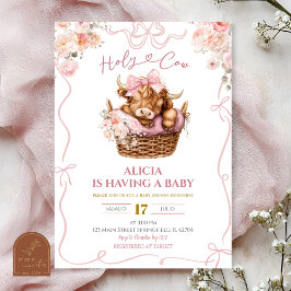 Pink Coquette Girl Highland Cow Baby Shower Einladung