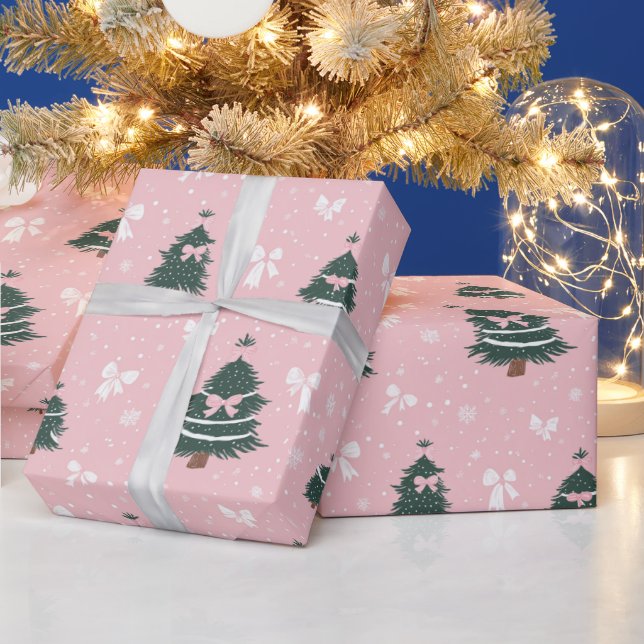 Pink Coquette Holiday Wrapping Paper Geschenkpapier (Feiertage)