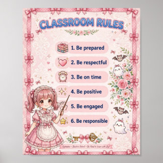 Pink Coquette Klassenregeln Poster 
