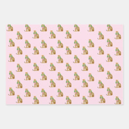 Pink Coquette Leopard Christmas Geschenkpapier Set