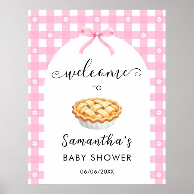 Pink Coquette Pie Baby Shower Welcome Poster (Vorne)