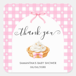 Pink Coquette Pumpkin Pie Baby Shower Thank You Quadratischer Aufkleber