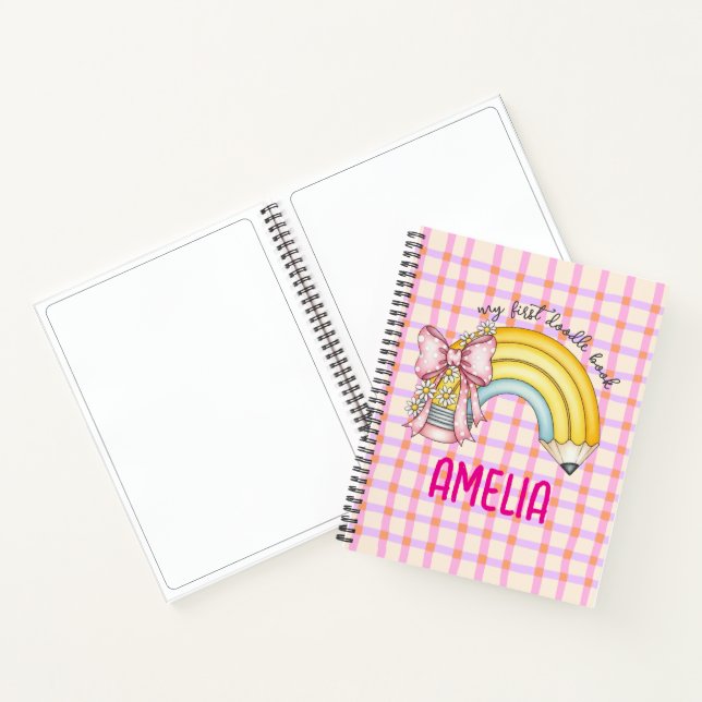 Pink Coquette School Pencil Spiral Sketch Notebook Notizbuch (Innenseite)