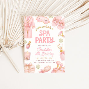 Pink Coquette Spa-Party zum Geburtstag Einladung